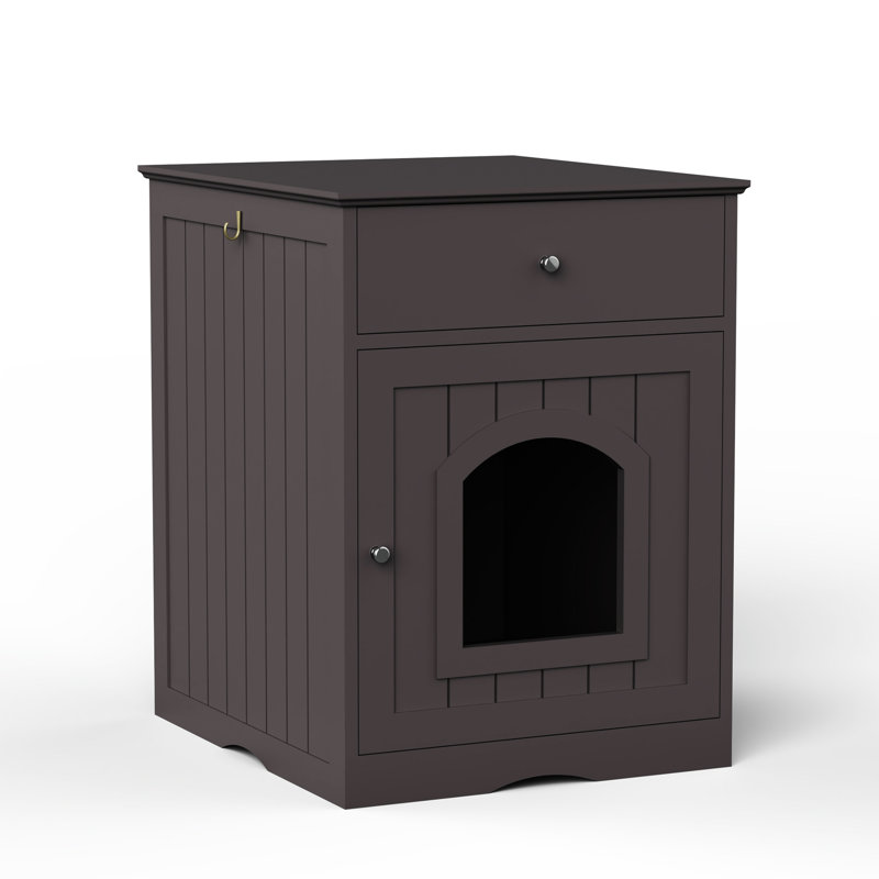 Enceinte intérieure en bois pour litière pour chat avec tiroir, table d'appoint, table de chevet pour animaux domestiques, cage en bois massif