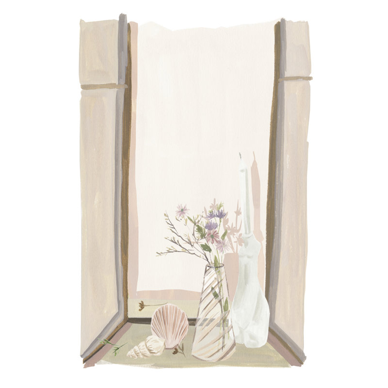 By My Window I by Melissa Wang - Wrapped Canvas Painting, 46cm H x 30cm W, Black Floater Framed