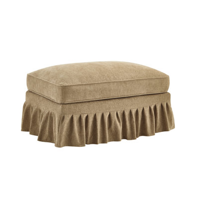 Ottoman with Removable Skirts in Premium Chenille Fabric by Astoria Grand