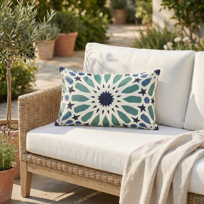 Coussin de patio intérieur en polyester recyclé résistant aux taches et lavable à la machine