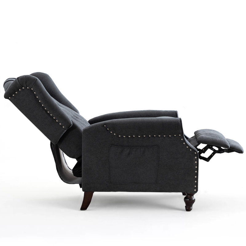 Fauteuil de massage inclinable à oreilles, Mélange de lin gris foncé