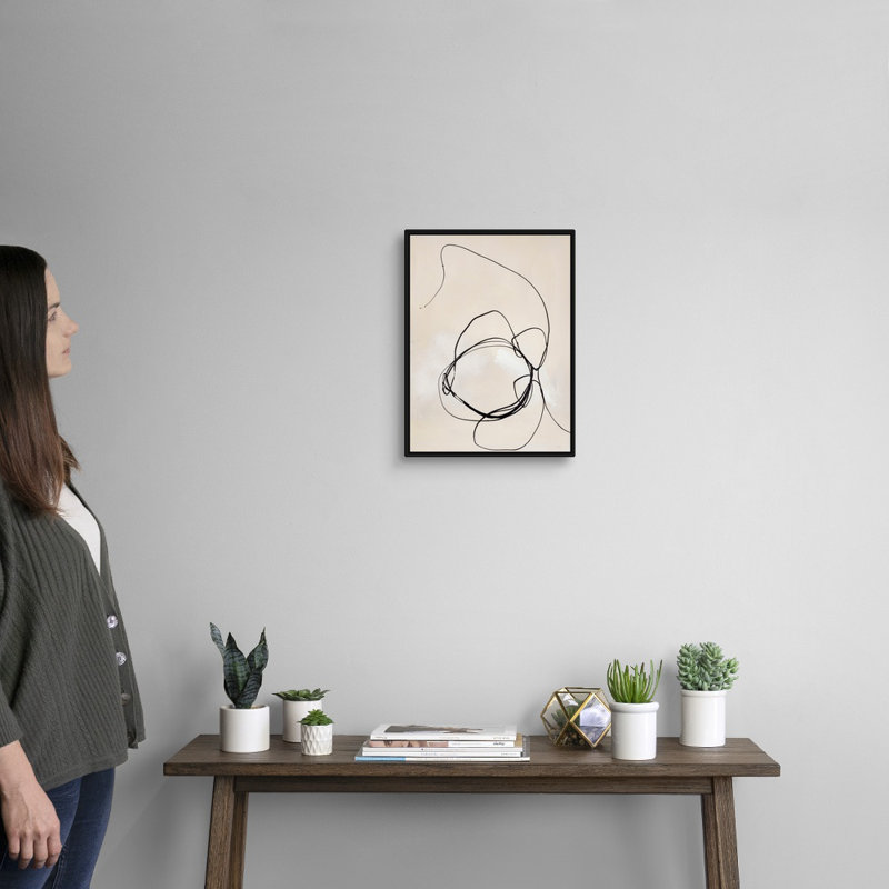 Fine Line, ensemble de 5 reproductions d’art sur toiles, H 18 po x l 14 po x P 1,75 po, Cadre noir