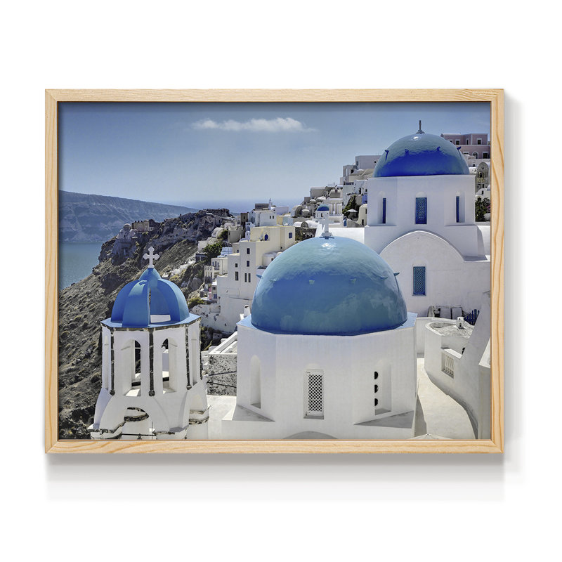Santorini - Reproduction encadrée - samedi réversible, H 8 po x l 10 po, Naturel
