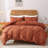 Solayne Boho Tufted Duvet Cover Set – Textured Geometric Pattern, Pumpkin Color, Corner Ties & Zipper Closure-111549005-111549003