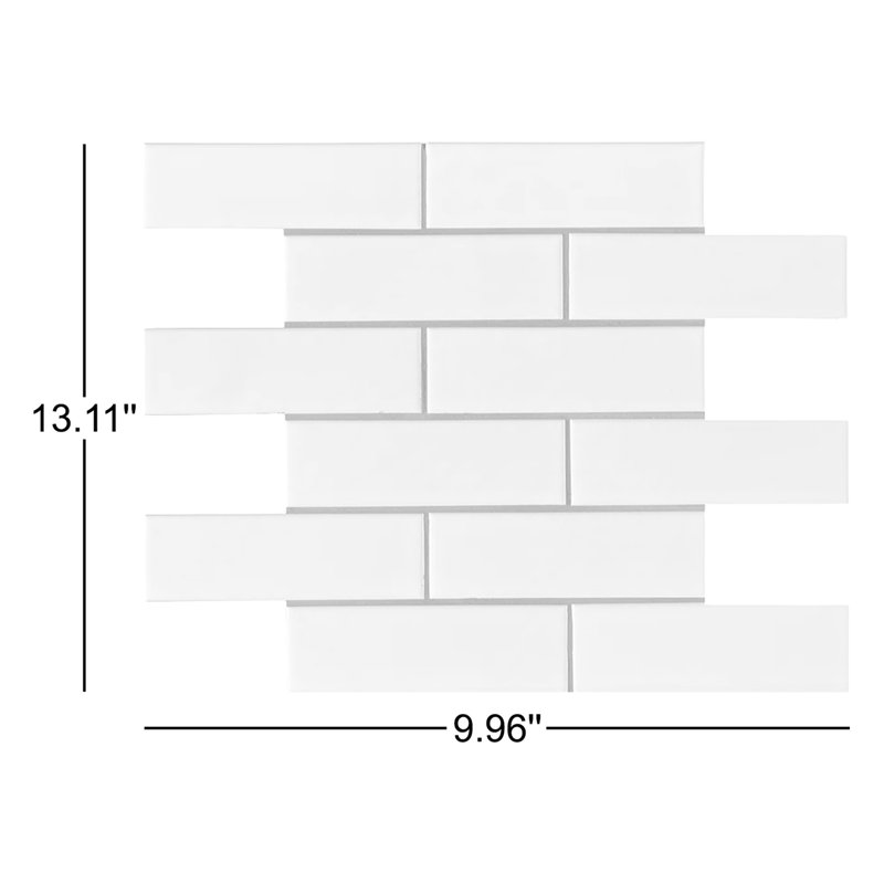 Silica White Subway 10 in. x 13 in. Matte Porcelain Mosaic Floor and Wall Tile