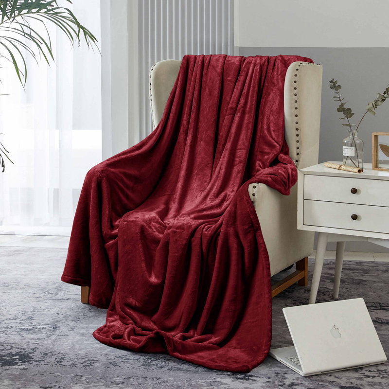 Emmitsburg Plain Weave / Muslin Throw Blanket, 150cm W x 200cm L, Burgundy