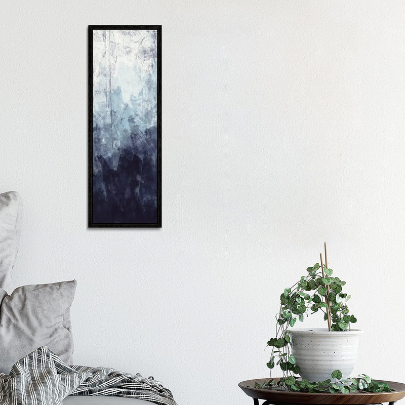 Blue Flow I by Alicia Vidal - Panoramic Painting on Canvas, Black Framed, 121.92 cm H x 40.64 cm W