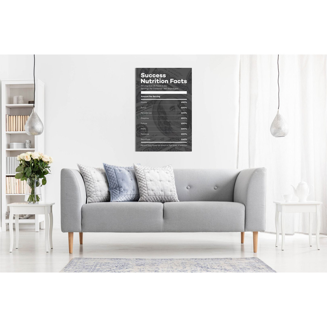 Inspirational Motivational Success Nutritional Facts Canvas Wall Art Picture Print Home Decor