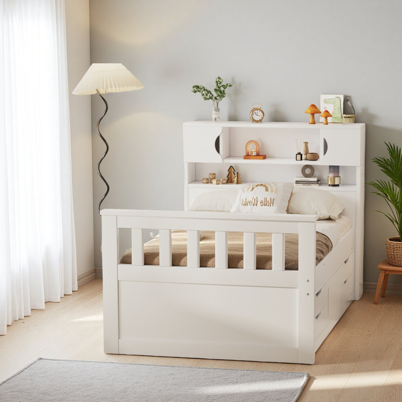 Base de lit plateforme simple avec bibliothèques de rangement