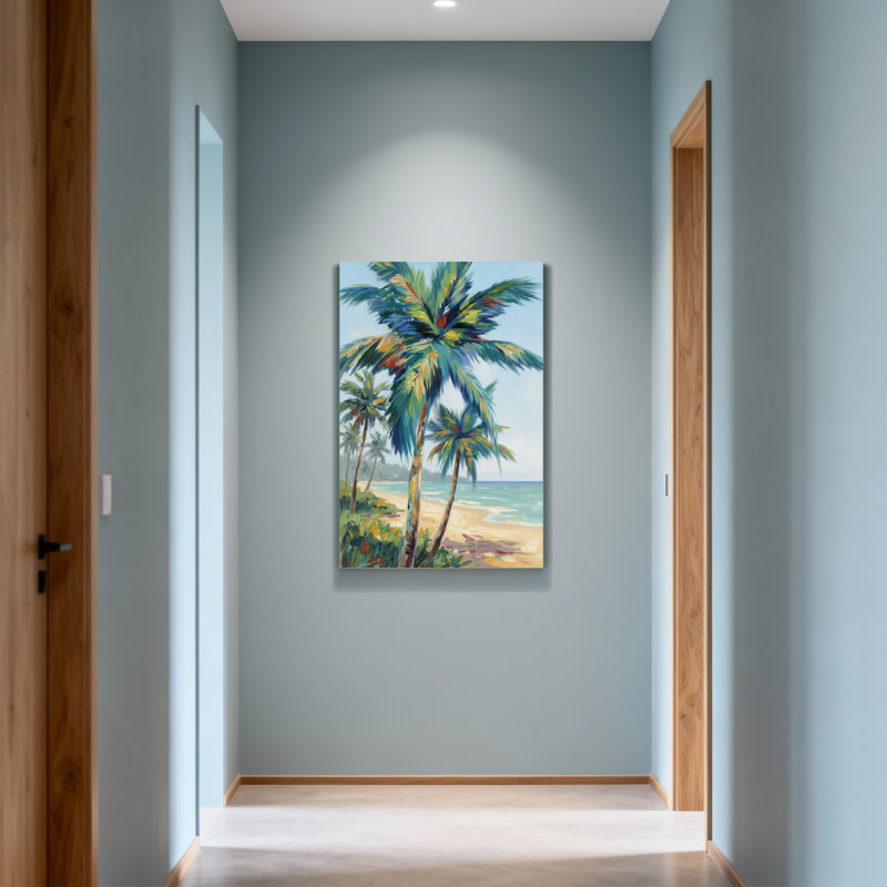 Plantes et fleurs, paysage de palmiers tropicaux, peinture, H 36 po x l 24 po