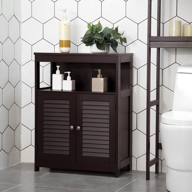 Armoire de salle de bain avec portes à double volet, Brun