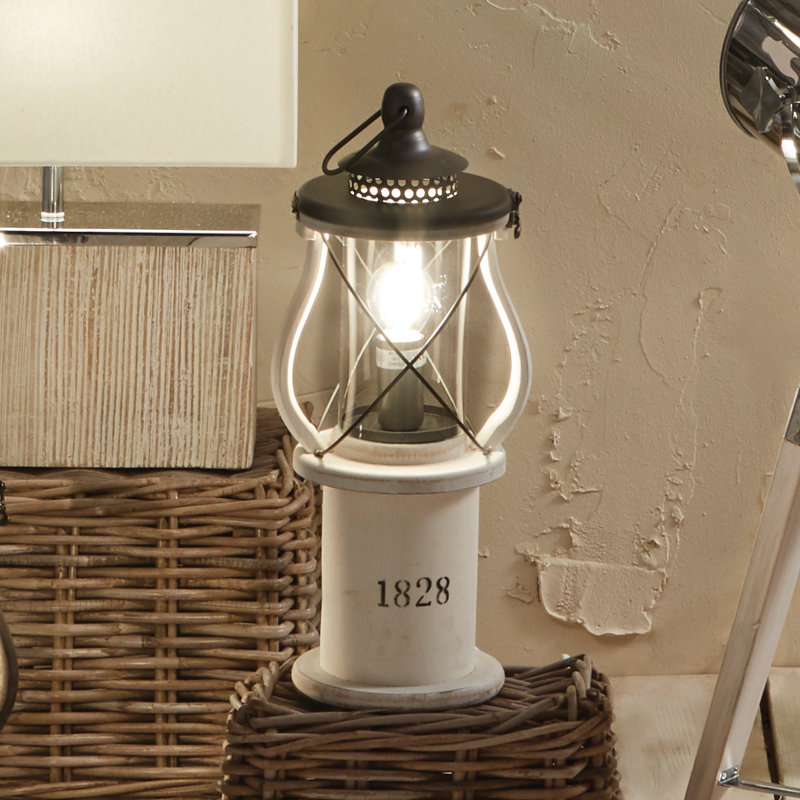Aleah Wood Table Lamp, White