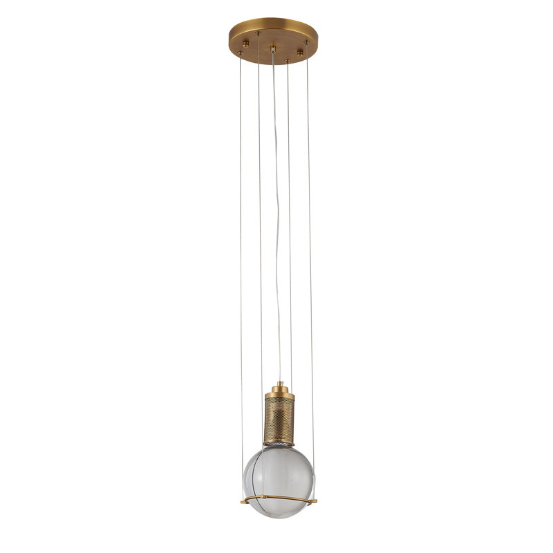 Industrial 1 Light Crystal Ball Pendant