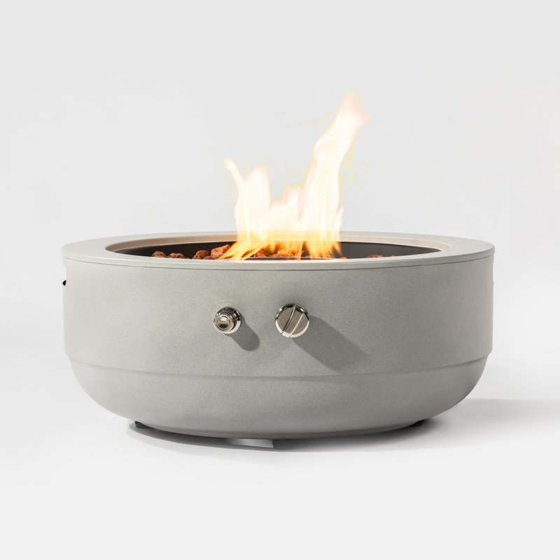 10.5“ H * 24" W Round Patio Propane Outdoor Fire Pit 40,000BTU with Concrete color