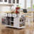 53Inch Large Kitchen Island With 2 Bar Stools, Power Outlet,Door Internal Storage Rack, Kitchen Storage Cart On 5 Wheels With Drop Leaf, 5 Open Side Racks, 3 Drawers, For Kitchen,Dining Room-1627423472