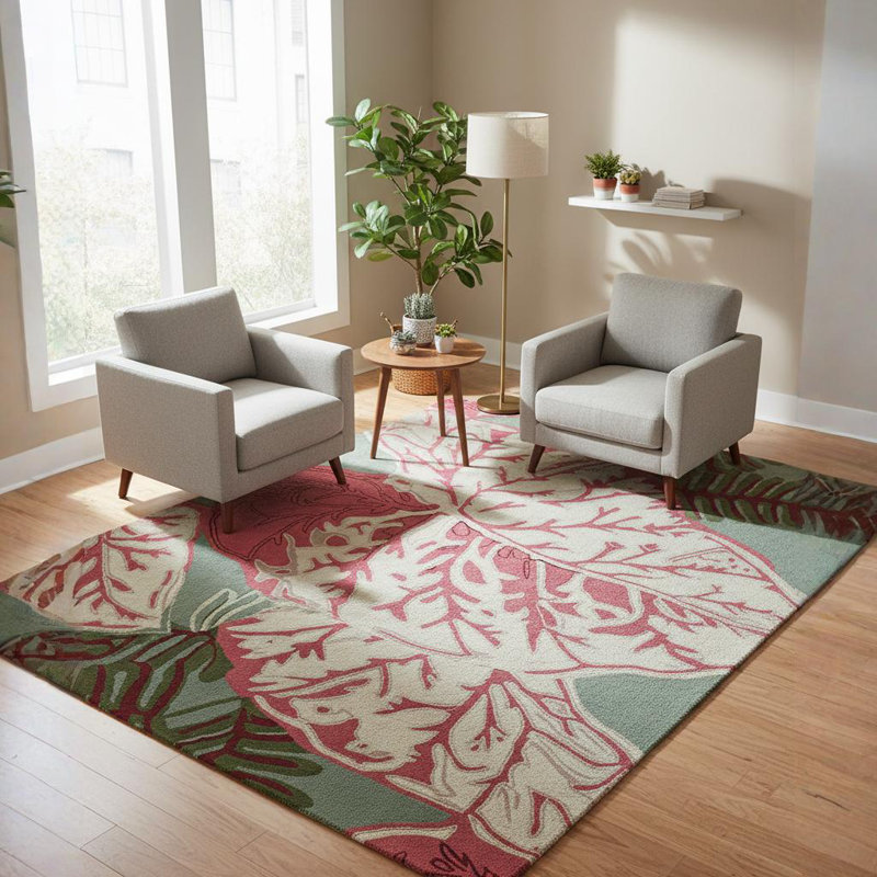 Tapis rose en laine Kruger, Rectangle 5 pi x 7 pi 6 po