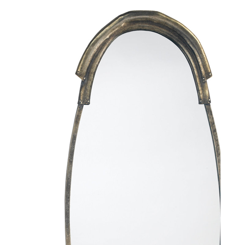 Margaux Oval Metal Mirror, Antique Silver
