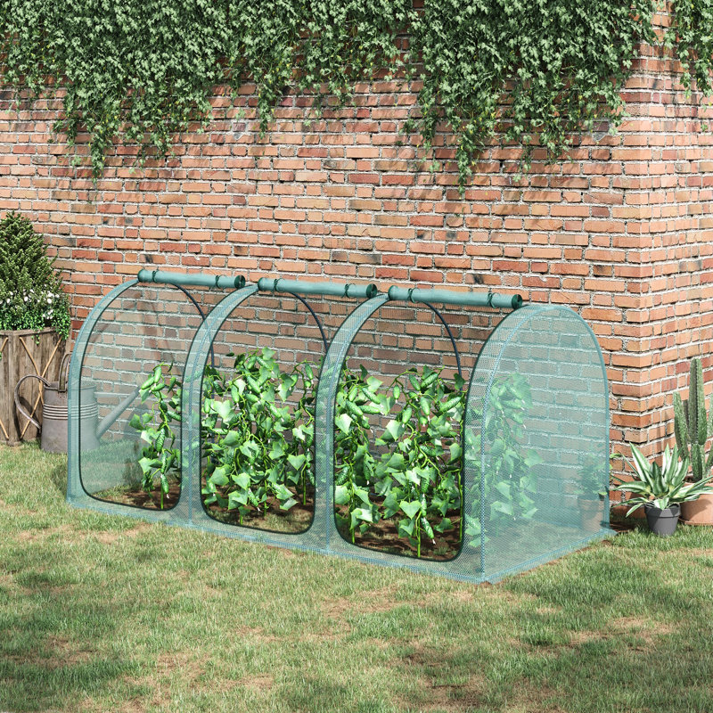 Protecteur de culture de jardin 9 pi x 4 pi - Tente de plante avec 3 entrées à fermeture à glissière, boîte de rangement, 6 piquets de sol, compartiment de cage, chevilles, pochette de protection