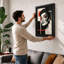 Divided Portrait In Red Modern - Print-1853597647-1853597636