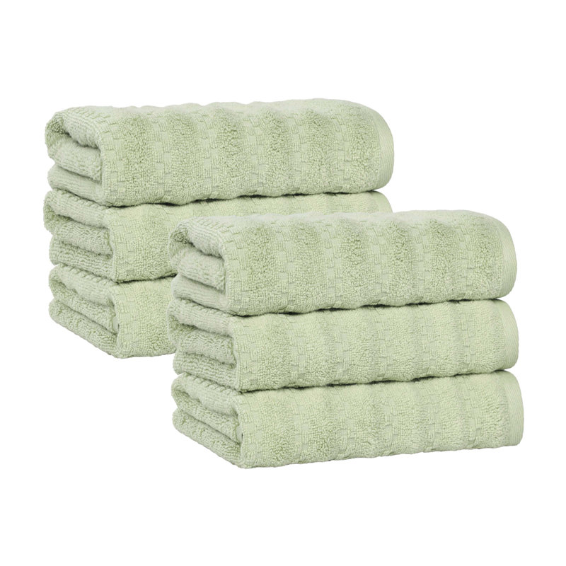 Zuma Zero Twist Cotton Medium Weight Absorbent Hand Towels, Green