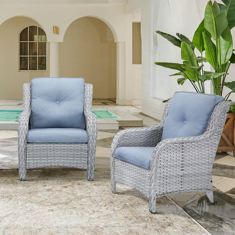 Carolina Wicker Outdoor Lounge Chair, Baby Blue