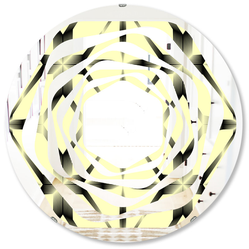 Miroir mural à motif moderne sans cadre, H 23,6 po x l 23,6 po, Ornement tourbillon de fleurs