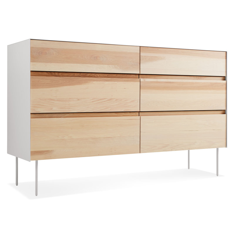 Clad 6 - Drawer Dresser, White/Hickory