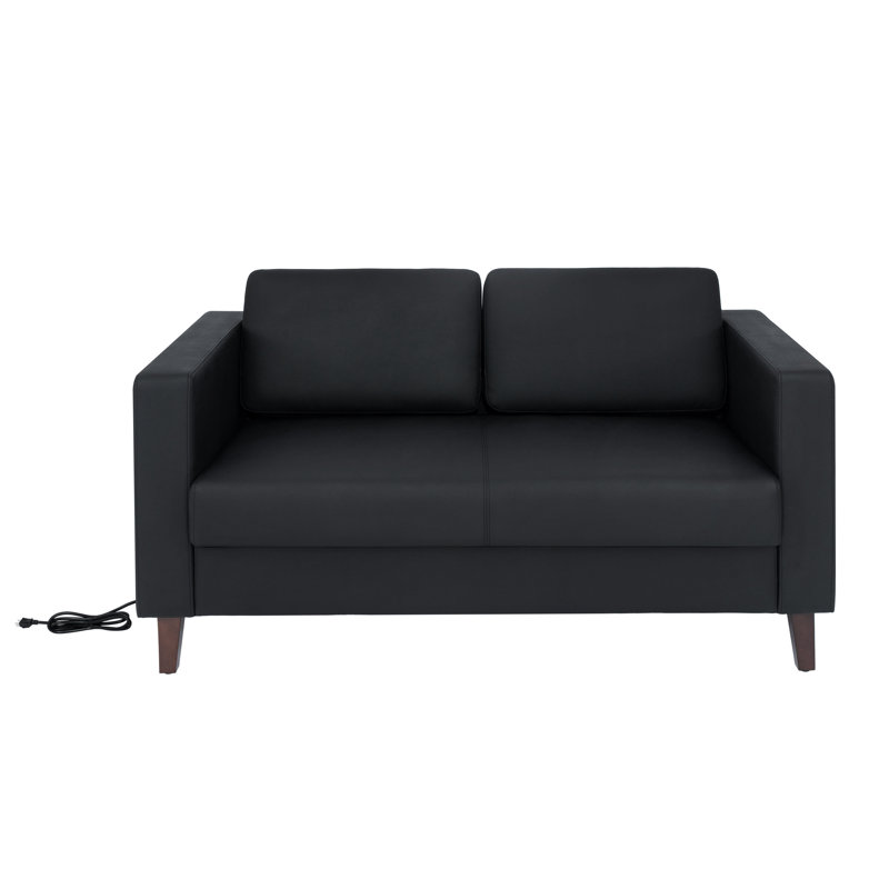 Causeuse commerciale pour hall d'entrée avec 2 prises, 1 port USB et 1 port USB-C, Noir