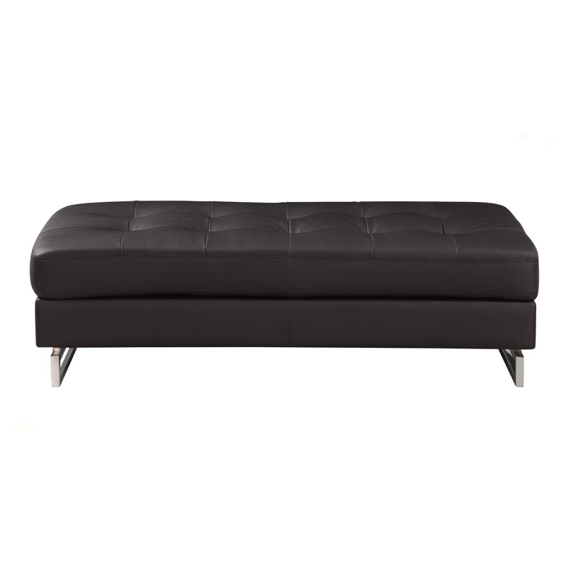 Repose-pieds en cuir véritable Global United, Brun