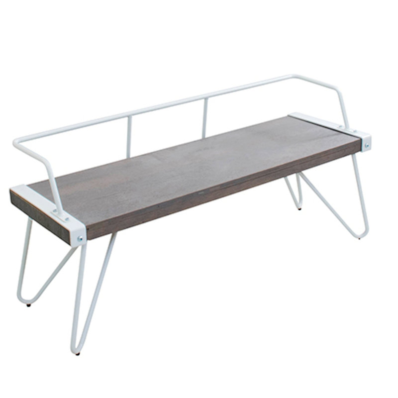 Banc industriel Stefani en noyer antique par Lumisource, Blanc / gris