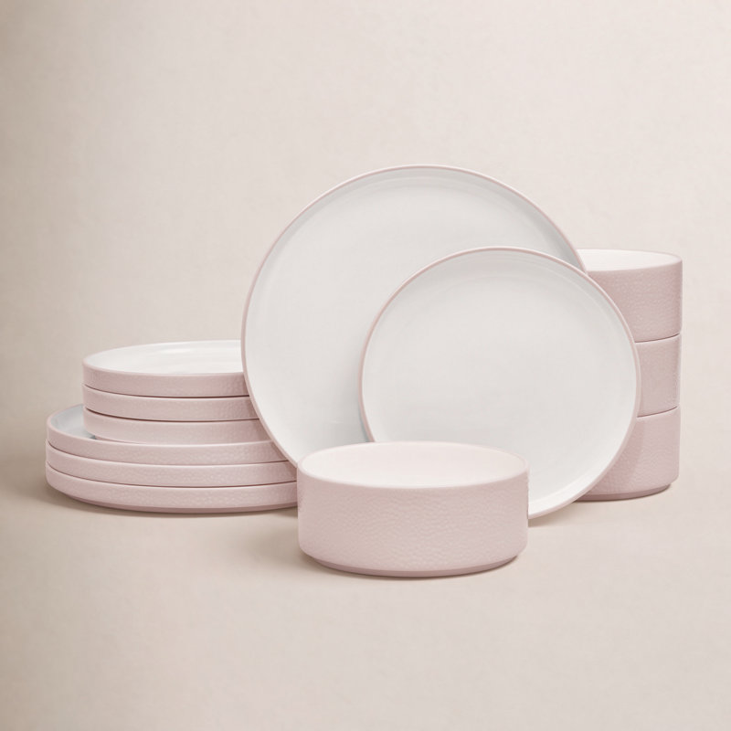 Noritake Colortex Stone 12-Piece Dinnerware Set, Service for 4, Blush