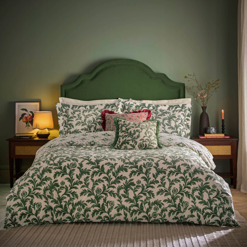 Hedera Cotton Blend Floral Duvet Cover Set with Pillowcases Included, Super King Duvet Cover + 2 Standard Pillowcases