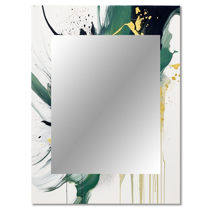 Loranger Green and Yellow Splash - Fractals Decorative Wall Mirror, Modern Large Mirror, Printed Metal Art, 40" x 30"