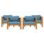 Fauteuil club d'extérieur en bois d'acacia avec coussins-1494237375