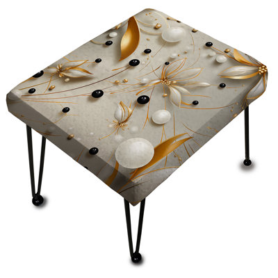 Repose-pieds opulent perle blanc glamour rectangulaire glamour