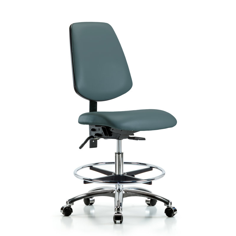 Aryana Vinyl Drafting Chair, Casters, Colonial Blue, Not Included