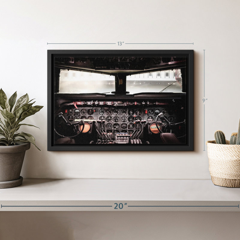 "Art mural rétro de cockpit d'avion", H 9 po x l 13 po
