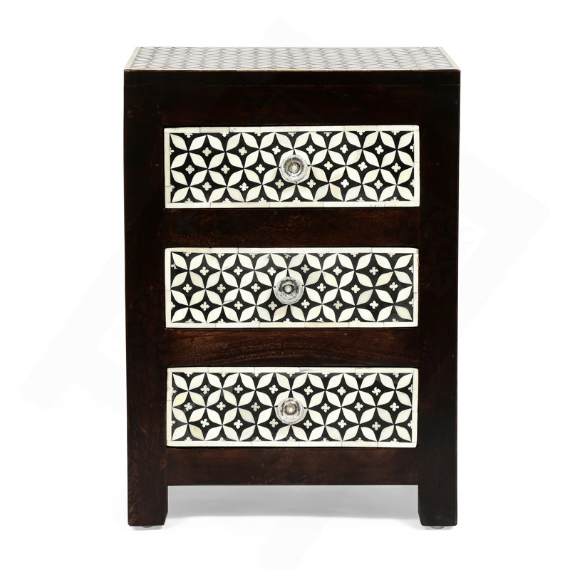 Table de chevet 3 tiroirs en bois