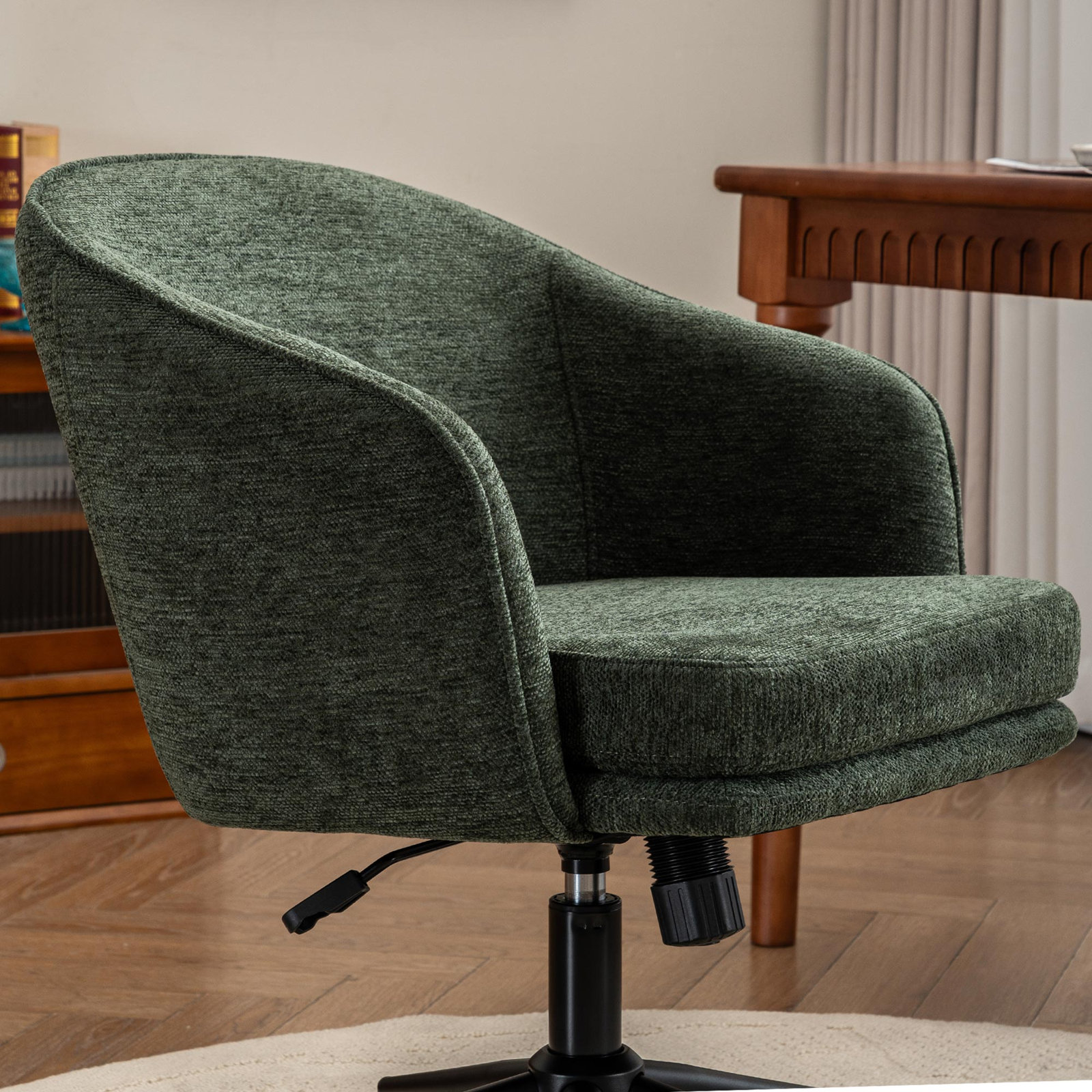 Toscani Swivel Office Chair, Green Chenille