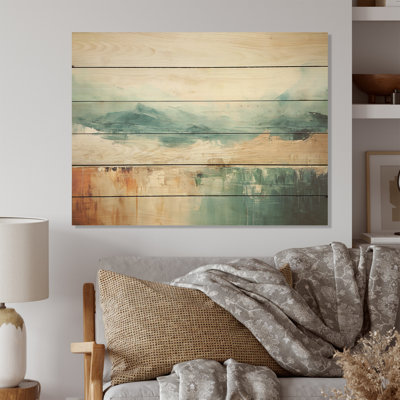 Minimalism Harmonic Horizon Landscape - Minimalism Wood Wall Art On Natural Pine Wood