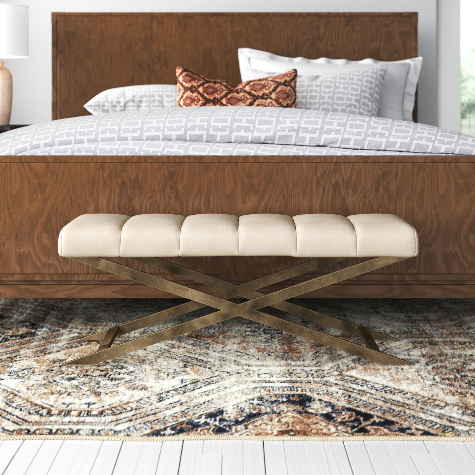 Madigan Bench, Cream Performance Basketweave