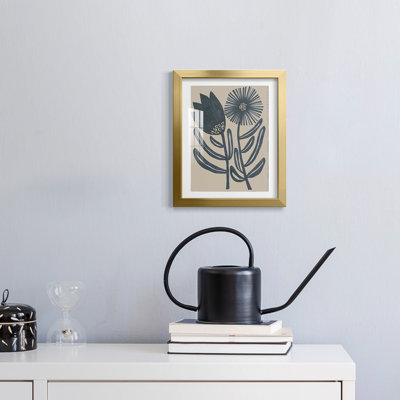 «Blockprint Folk Flowers II», reproduction encadrée