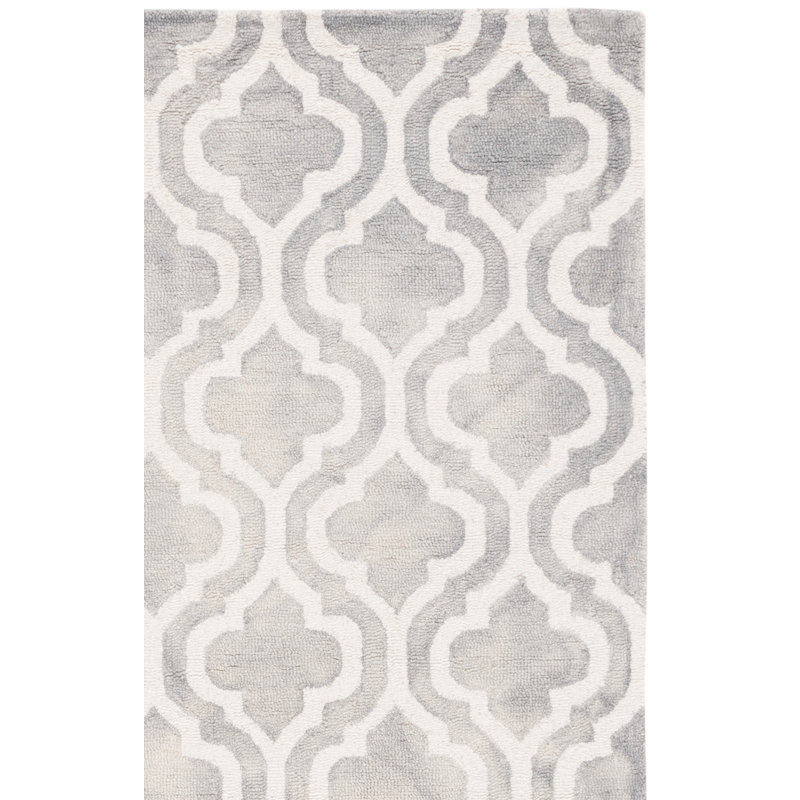 Tapis gris / ivoire en laine touffeté à la main Adelei, Carré 7 pi