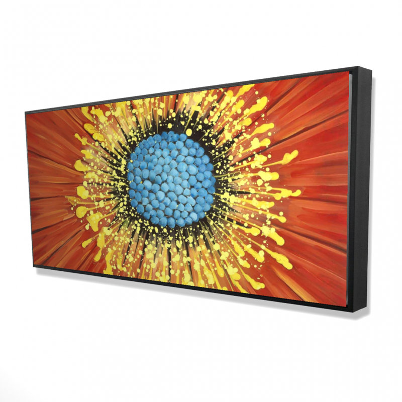 Close-up on a red flower - 24"x48" Framed canvas