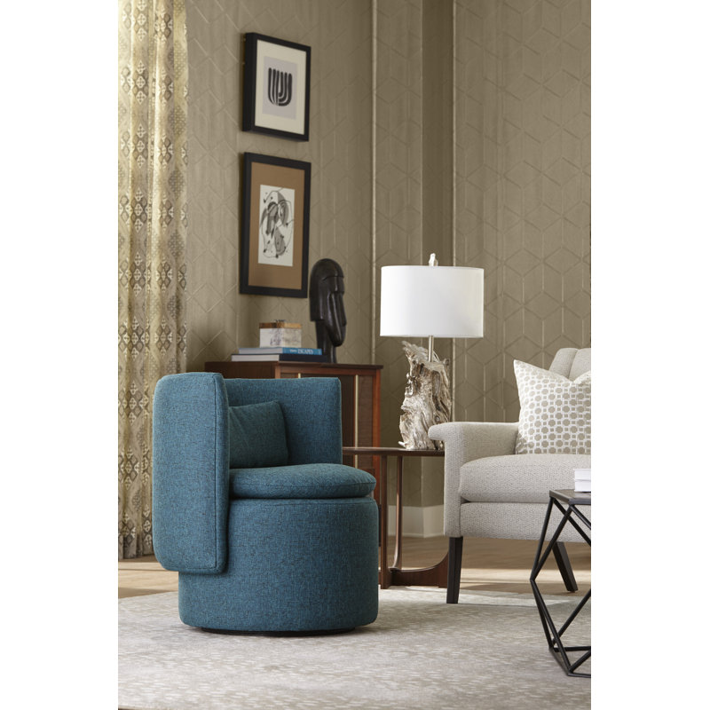 Finn Swivel Barrel Chair, White Heron Polyester