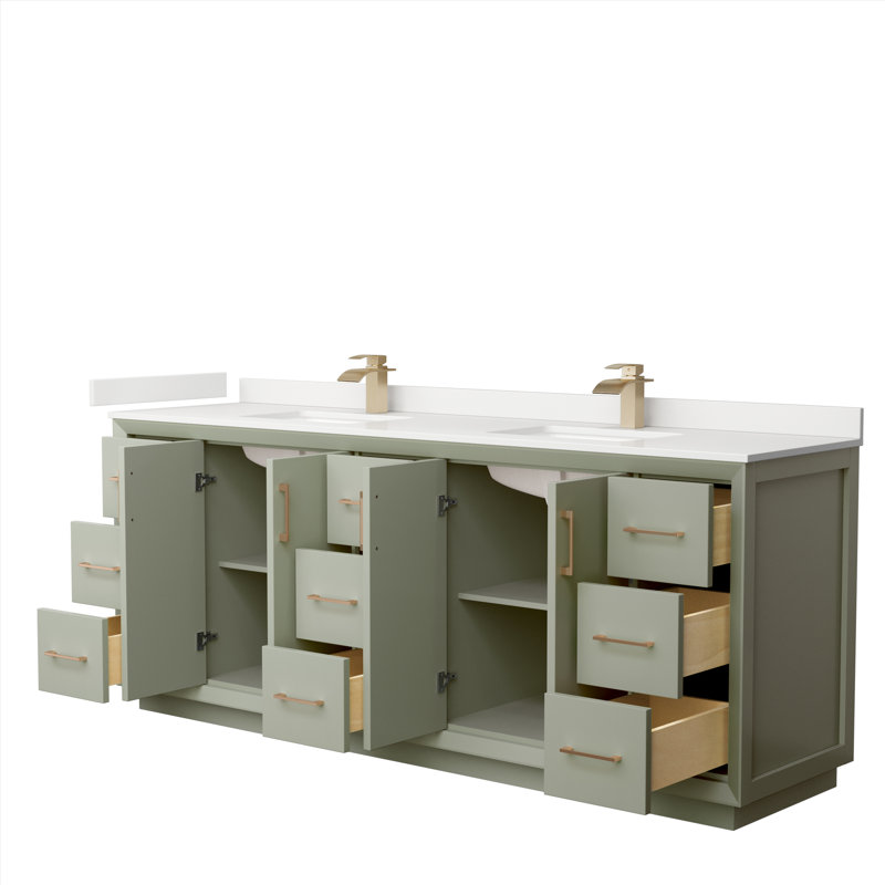 Strada 84'' W Double Vanity, Matte Black, Light Green, WDX13325