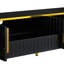 Tv Stand With Cabinets & Drawer, Black And Gold, Entertainment Center For Home Use Stylish Console Tvs, Open Storage Shelf, Cabinets, Golden Look