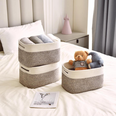 Storage Basket,Woven Baskets For Storage,Cotton Rope Baskets For Organizing,Decorative Baskets For Shelves,Book Basket,Towel Basket,Toy Basket Or Storage Bins For Living Room