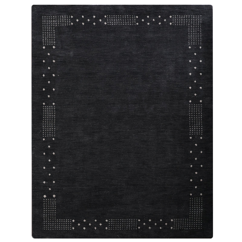 Anley Hand Knotted Loom Wool Eco-Friendly Area Rugs - Rectangle, Charcoal Color, Contemporary Modern Design, High Pile Thick Handmade Anti Skid Area Rugs for Living Room, Bed Room