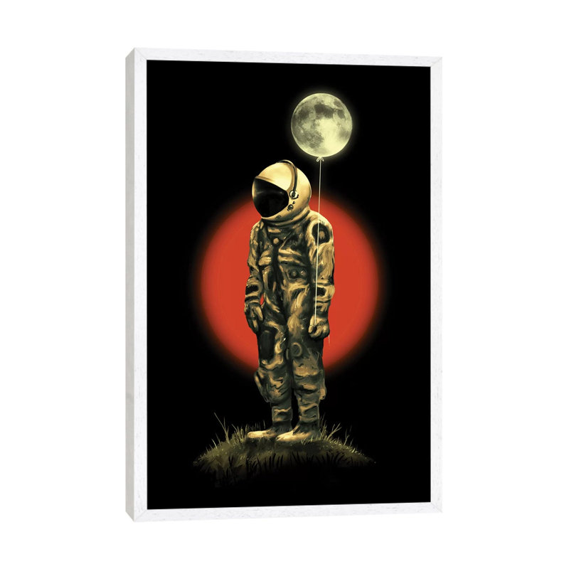 Fly Me To The Moon by Nicebleed - Print on Canvas, 66.04cm H x 45.72cm W x 3.81cm D, White Framed